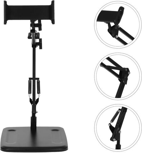 BESPORTBLE Multipurpose Tablet PC Holder and Smart Phone Stand for Live Streaming and Desktop Use, Adjustable Mobile Device Cradle Compatible with Cellphones and Tablets, Black in Kuwait