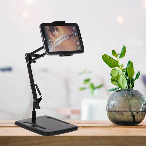 BESPORTBLE Multipurpose Tablet PC Holder and Smart Phone Stand for Live Streaming and Desktop Use, Adjustable Mobile Device Cradle Compatible with Cellphones and Tablets, Black in Kuwait