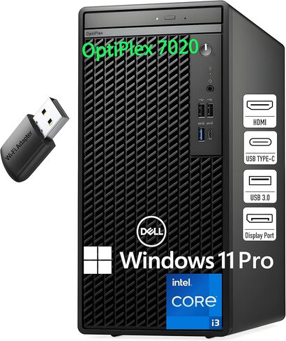 كمبيوتر مكتبي Dell OptiPlex، كمبيوتر برجي Dekstop 7020، معالج Intel رباعي النواة من الجيل الثاني عشر (Beats Core i7-9700)، ذاكرة الوصول العشوائي DDR5 سعة 16 جيجابايت، 1 تيرابايت PCIe SSD، DVDDRW، محول WiFi، RJ-45، كيلو بايت وماوس، Windows 11 Pro (متجدد) in Saudi Arabia