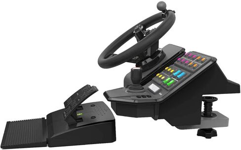 مجموعة المعدات الثقيلة Logitech G Farm Simulator (الجيل الثاني)، وحدة التحكم في عجلة القيادة لمحاكاة المزرعة 19 (أو أكبر)، العجلة، الدواسات، سطح التحكم في اللوحة الجانبية للمركبة للكمبيوتر الشخصي/PS4 (متجدد) in Kuwait