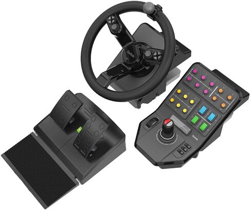 مجموعة المعدات الثقيلة Logitech G Farm Simulator (الجيل الثاني)، وحدة التحكم في عجلة القيادة لمحاكاة المزرعة 19 (أو أكبر)، العجلة، الدواسات، سطح التحكم في اللوحة الجانبية للمركبة للكمبيوتر الشخصي/PS4 (متجدد) in Kuwait