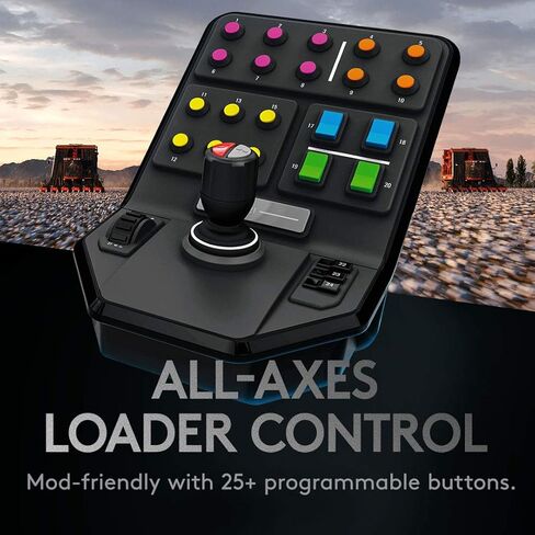 مجموعة المعدات الثقيلة Logitech G Farm Simulator (الجيل الثاني)، وحدة التحكم في عجلة القيادة لمحاكاة المزرعة 19 (أو أكبر)، العجلة، الدواسات، سطح التحكم في اللوحة الجانبية للمركبة للكمبيوتر الشخصي/PS4 (متجدد) in Kuwait