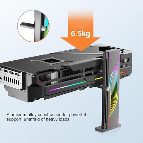 5V ARGB Graphics Card Support, GPU Stand Brace Sag Holder with Adjustable Slide Height, Graphics Video Card Brace with Magnetic Base, PC Graphic Card Accessories (Black) in Saudi Arabia