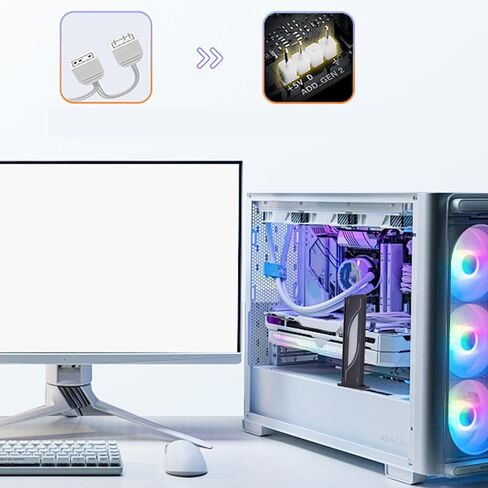 5V ARGB Graphics Card Support, GPU Stand Brace Sag Holder with Adjustable Slide Height, Graphics Video Card Brace with Magnetic Base, PC Graphic Card Accessories (Black) in Saudi Arabia