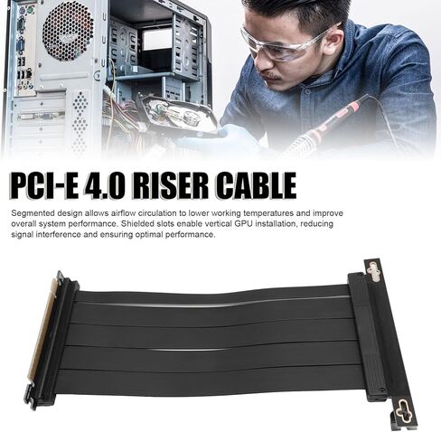PCIe 4.0 Riser Cable, PCIe 4.0 X16 High Speed Flexible Extender Card Extension Port, Single Row 10 Pair .0 Reverse 90 Degree Graphics Card Extension Cable (60cm) in Saudi Arabia