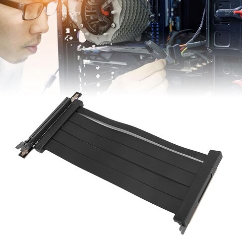 PCIe 4.0 Riser Cable, PCIe 4.0 X16 High Speed Flexible Extender Card Extension Port, Single Row 10 Pair .0 Reverse 90 Degree Graphics Card Extension Cable (60cm) in Saudi Arabia