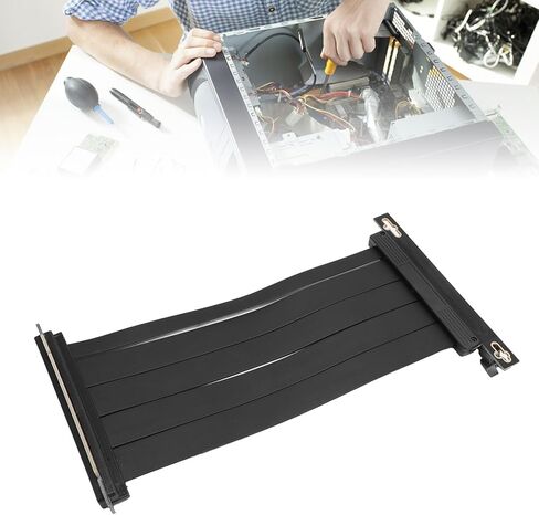 PCIe 4.0 Riser Cable, PCIe 4.0 X16 High Speed Flexible Extender Card Extension Port, Single Row 10 Pair .0 Reverse 90 Degree Graphics Card Extension Cable (60cm) in Saudi Arabia