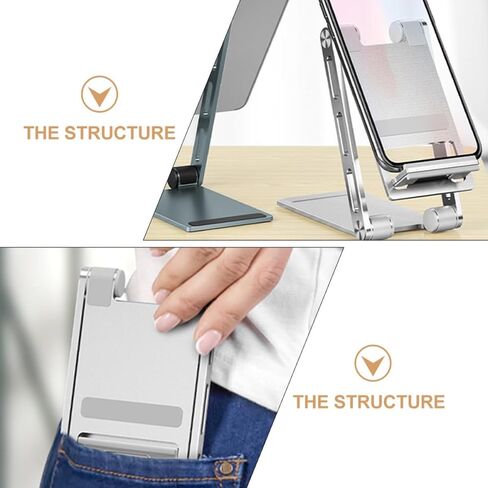 Kisangel Aluminum Alloy Folding Desktop Phone Stand and Tablet Holder Adjustable Mobile Phone Bracket for Office Use Silver in Saudi Arabia