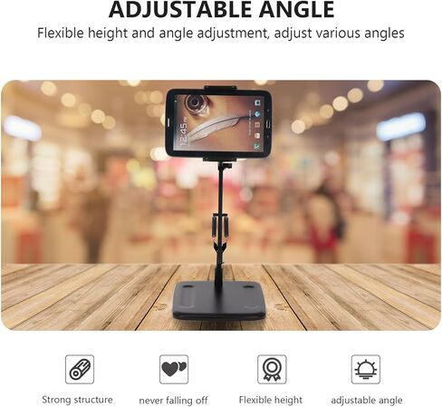 Multipurpose Mobile Phone and Tablet Stand Floor-Desktop Holder for Live Streaming and Photography, Adjustable Lazy Arm Mount for Vloggers and Content Creators, Black in Saudi Arabia