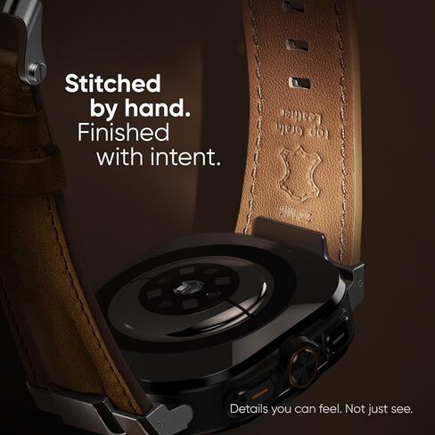 Suitisbest Genuine Leather Band Compatible with Samsung Galaxy Watch Ultra Bands 47mm for 2025 2024, No Gap Designer Rugged Strap with Metal Connectors for Men, Ideal Birthday Gift for Him in Saudi Arabia