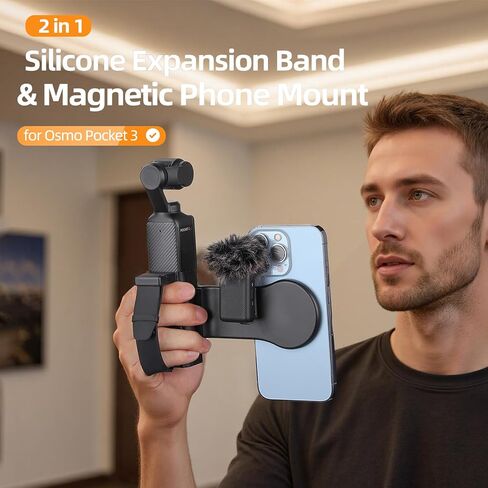 حامل هاتف مغناطيسي لجيب DJI Osmo 3، حامل للهاتف الخلوي قابل للفصل لملحقات إضاءة الميكروفون DJI Osmo Pocket 3، مع حزام معصم in Saudi Arabia