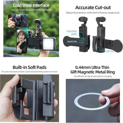 حامل هاتف مغناطيسي لجيب DJI Osmo 3، حامل للهاتف الخلوي قابل للفصل لملحقات إضاءة الميكروفون DJI Osmo Pocket 3، مع حزام معصم in Saudi Arabia