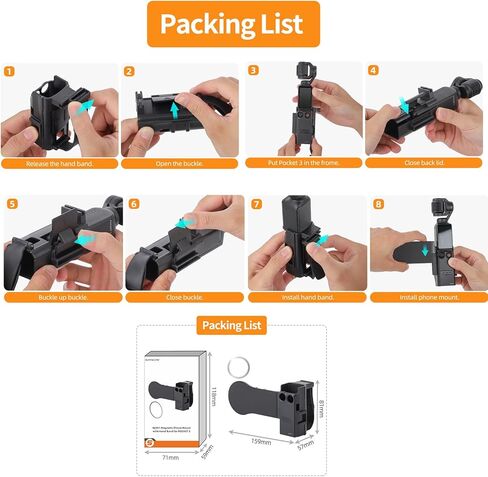 حامل هاتف مغناطيسي لجيب DJI Osmo 3، حامل للهاتف الخلوي قابل للفصل لملحقات إضاءة الميكروفون DJI Osmo Pocket 3، مع حزام معصم in Saudi Arabia