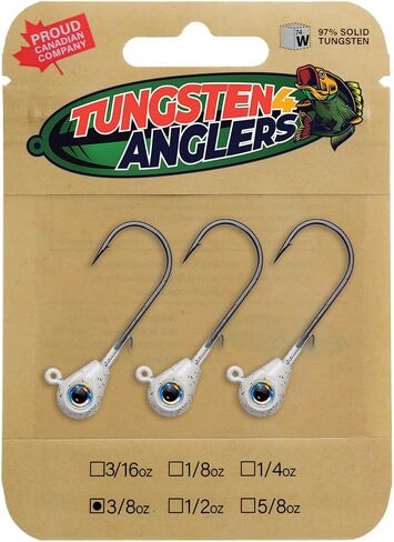 Tungsten 4 Anglers – 97% Pure Tungsten Forward Facing Live Sonar Sleek Bomb Jig Heads | 1/4 3/8 1/2oz. Damiki Rig with Bkk Hooks, 3pcs/Bag for Bass, Walleye, Pike Fishing in Saudi Arabia