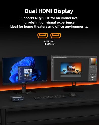 جهاز كمبيوتر صغير AMD Ryzen 7 3700U، ذاكرة وصول عشوائي 16 جيجابايت وذاكرة وصول عشوائي 512 جيجابايت SSD، كمبيوتر مكتبي صغير مع HDMI مزدوج 4K@60 هرتز، Wi-Fi 6/BT 5.2 للمنزل/الأعمال/المكتب/الألعاب in Kuwait