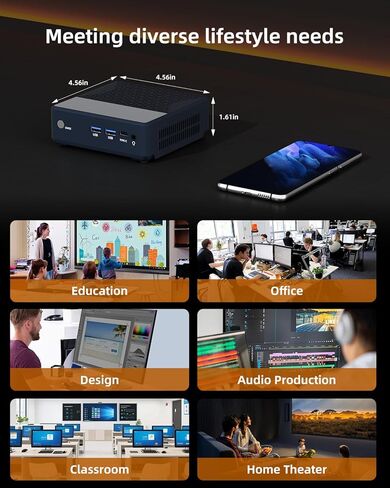 جهاز كمبيوتر صغير AMD Ryzen 7 3700U، ذاكرة وصول عشوائي 16 جيجابايت وذاكرة وصول عشوائي 512 جيجابايت SSD، كمبيوتر مكتبي صغير مع HDMI مزدوج 4K@60 هرتز، Wi-Fi 6/BT 5.2 للمنزل/الأعمال/المكتب/الألعاب in Kuwait