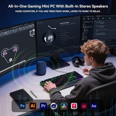 Mini PC, AMD Ryzen 5 7640HS Mini Computer(6C/12T up to 4.9GHz), 16GB DDR5 512GB PCIE SSD Micro Desktop PC 4K Triple Display HDMI+DP+USB4 Type C/2.5G LAN/WiFi6/BT5.2 for Gaming/Office/Home in Saudi Arabia