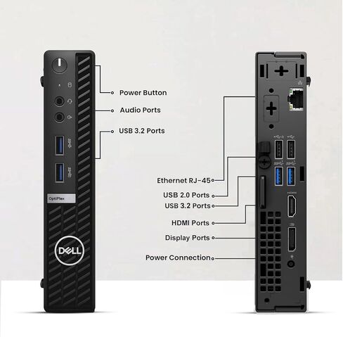 كمبيوتر سطح المكتب Dell OptiPlex 7010 Micro - Intel Core i5-13500T الجيل الثالث عشر - ذاكرة الوصول العشوائي 16 جيجابايت - 128 جيجابايت SSD - لوحة مفاتيح وماوس لاسلكيين - WiFi - DisplayPort - كمبيوتر صغير للمنزل والمكتب - Windows 11 Pro (متجدد) in Kuwait