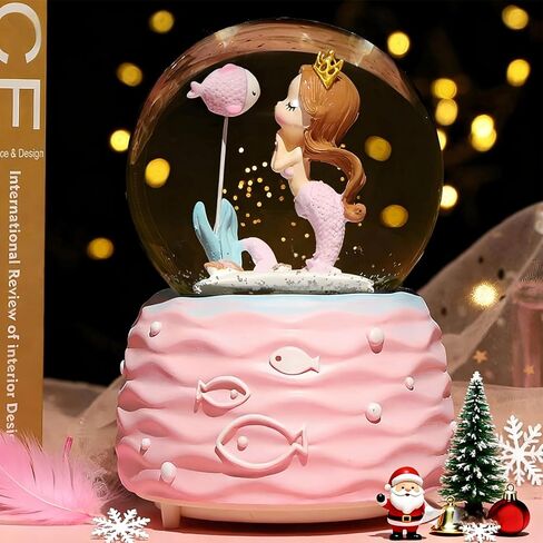 Mermaid Snow Globes,Snowglobes with Musical,LED Lights, Gifts for Girls,Birthday Christmas Festival Gift for 5-12 Year Old Girls (Blue) in Kuwait