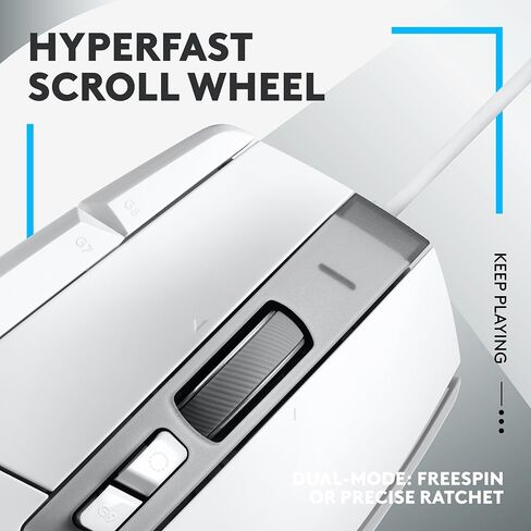 ماوس الألعاب السلكي من لوجيتك G502X - LIGHTFORCE Hybrid Optical - مستشعر الألعاب الأساسي الميكانيكي Hero 25K للكمبيوتر الشخصي/macOS/Windows - أبيض in Kuwait