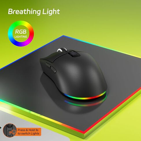 Uciefy ماوس بلوتوث لاسلكي، ثلاثي الوضع (2.4G+BT5.0+BT5.1) ماوس بلوتوث LED، USB C قابل لإعادة الشحن مع شاشة LED، 2400 نقطة في البوصة فأرة كمبيوتر لأجهزة الكمبيوتر المحمول/الكمبيوتر الشخصي/Mac/iPad- أسود in Kuwait