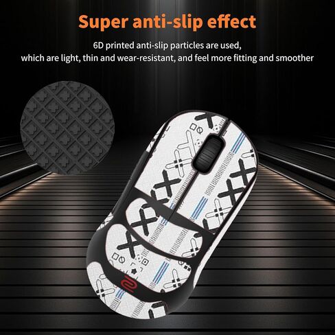 Mouse Grip Tape Full Coverage for BenQ Zowie U2, Self-Adhesive Sweat-Resistant Professional Mice Upgrade Kit,Mouse Feet Skates(Foot pad + White Mouse Grip Tape) in Saudi Arabia