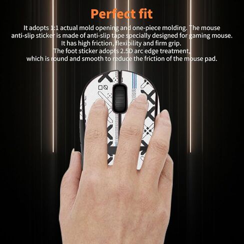 Mouse Grip Tape Full Coverage for BenQ Zowie U2, Self-Adhesive Sweat-Resistant Professional Mice Upgrade Kit,Mouse Feet Skates(Foot pad + White Mouse Grip Tape) in Saudi Arabia