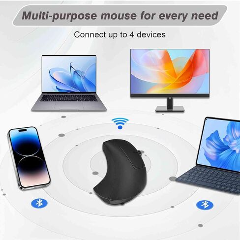 UrbanX Best Wireless Ergonomic Mouse Bluetooth & 2.4GHz, Tunnel Design for Ideapad 1 15.6" Laptop, Right Hand Comfort, Large Vertical Structure in Saudi Arabia