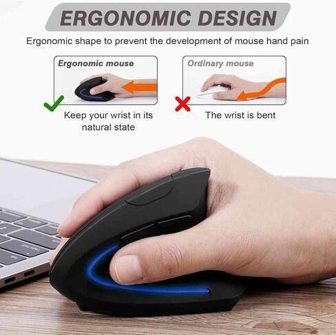 UrbanX Best Wireless Ergonomic Mouse Bluetooth & 2.4GHz, Tunnel Design for Ideapad 1 15.6" Laptop, Right Hand Comfort, Large Vertical Structure in Saudi Arabia