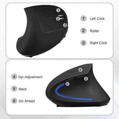 UrbanX Best Wireless Ergonomic Mouse Bluetooth & 2.4GHz, Tunnel Design for Ideapad 1 15.6" Laptop, Right Hand Comfort, Large Vertical Structure in Saudi Arabia