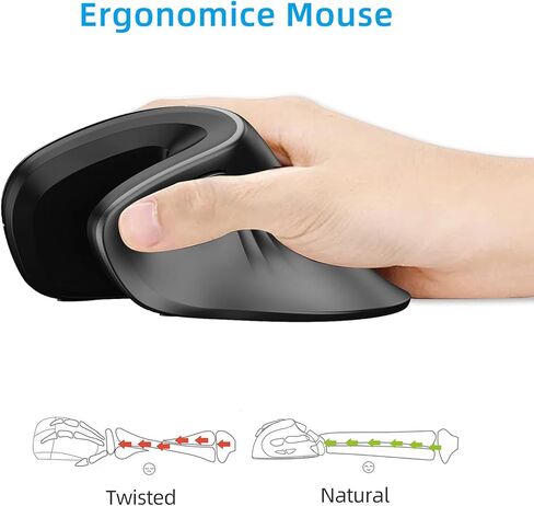 Brrnoo Vertical Mouse, Mouse Ergonomic Mouse Carpal Tunnel Mouse with Clicking Experience T27 Wired Version Ergonomic Design for Laptop Desktop PC (Rechargeable) in Kuwait