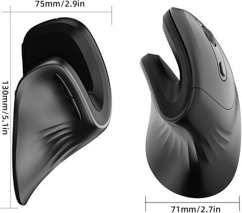 Brrnoo Vertical Mouse, Mouse Ergonomic Mouse Carpal Tunnel Mouse with Clicking Experience T27 Wired Version Ergonomic Design for Laptop Desktop PC (Rechargeable) in Kuwait