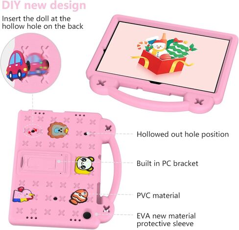 Case for Galaxy Tab A9 Plus/Tab A11 Plus 11'', EVA Shockproof Cover for Samsung A9+ Plus / A11+ Plus Tablet Case, with Stand Handle Figures, Pink in Saudi Arabia