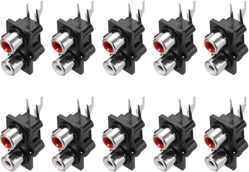 MECCANIXITY 10 قطعة لوحة PCB جبل AV مخرج متحد المركز 2 مقبس RCA أنثى جاك موصل الصوت والفيديو AV 3 دبابيس أسود in Kuwait