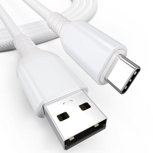 كابل بيانات USB A إلى USB C بطول 6 أقدام و10 جيجابت في الثانية USB 3.2 نقل بيانات عالي السرعة + 3A شحن سريع USB-A إلى سلك أبيض مجدول من النوع C لأجهزة SSD المحمولة iPhone 17/16/15 Galaxy S25/24 iPad إلى الكمبيوتر المحمول in Kuwait