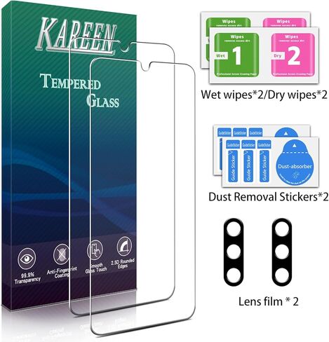 واقي شاشة KAREEN 2+2 لهاتف Samsung Galaxy A26 5G من الزجاج المقوى مع واقي عدسة الكاميرا، صلابة 9H، مضاد للخدش، خالٍ من الفقاعات، صديق للحافظة in Saudi Arabia