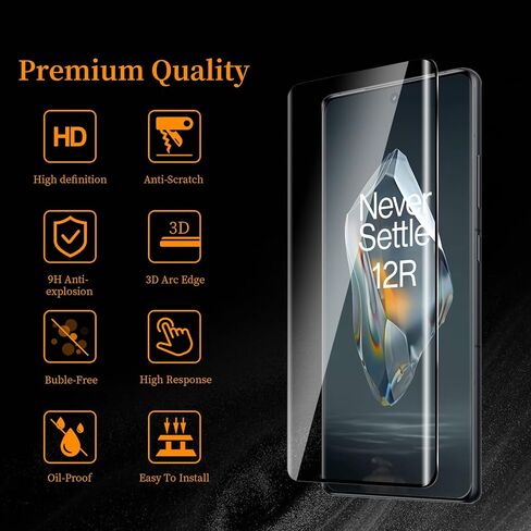 3 Pack Screen Protector for OnePlus 12R, UltraClear, 9H Hardness, Bubble-Free Installation, Case-Friendly, Supports Fingerprint Sensor in Saudi Arabia