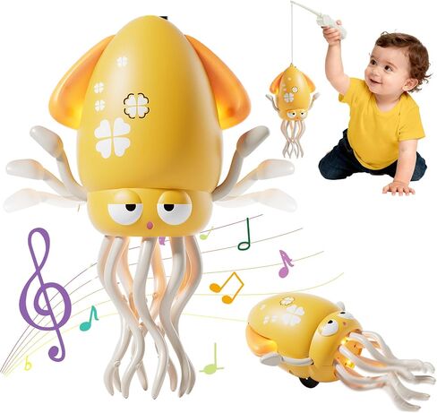 Magic Dancing Octopus Toy, Dancing Squid Toy, Electric Crawling Octopus with LED Lights & Music, Smart Obstacle Avoidance Sensor Toys, Interactive Auto-Dance Squid Gifts for Kids(Green) in Saudi Arabia