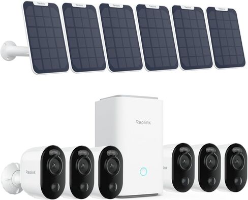 REOLINK Home Hub مع 6X Argus 3E + Solar Panel-2K 3MP كاميرا أمان لاسلكية في الهواء الطلق، رؤية ليلية سبوت، 2.4 جيجا هرتز واي فاي، مراقبة منزلية تعمل بالطاقة الشمسية/البطارية، كشف الذكاء الاصطناعي الذكي، بدون فرع in Saudi Arabia