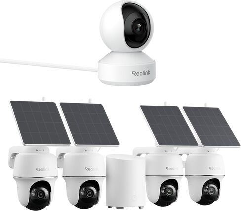 REOLINK Security Cameras Wireless System, Argus PT+Home Hub Mini Bundle with E1 Zoom, Color Night Vision, Smart Detection, 2.4/5 GHz Wi-Fi, No Subscriptions in Saudi Arabia