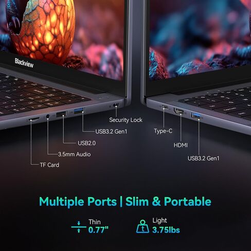 كمبيوتر محمول Blackview 2025، شاشة 15.6 بوصة FHD IPS TÜV، 16 جيجابايت DDR4 512 جيجابايت SSD، N150 3.6 جيجا هرتز، 100 واط من النوع C شحن سريع، 4K HDMI، للأعمال والطلاب in Saudi Arabia