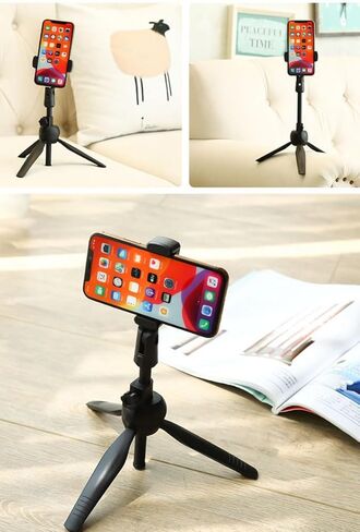 Portable Tripod Stand 306 Rotating Adjustable Mobile Phone Stand, Black in Saudi Arabia