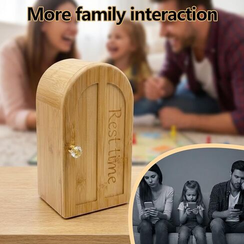 Phone Box for Family Time, Bamboo Wood Phone Box with Charging Holes, 3 Sections Hold 6 Phones, Phone Self-Discipline to Help Kids,Students, Adults Focus Back in Saudi Arabia