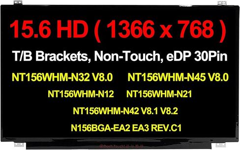 15.6" HD 1366x768 30 Pins IPS Slim LCD Display Screen LED Panel NT156WHM-N12 N21 N22 N32 N42 NT156WHM-N45 B156XTN07.0 N156BGA-EA2 EB2 N156BGE-EA2 EA1 LP156WHB(TP)(C1) (HD Non Touch with Tabs) in Saudi Arabia
