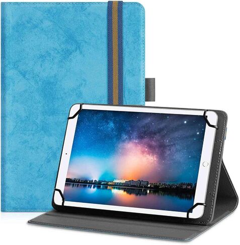 UrbanX Universal Case for 7-8 inch Tablet,Stand Folio Tablet Case Protective Cover for Huawei MediaPad M3 Lite 8 Touchscreen Tablet, with Adjustable Fixing Band and Multiple Angles–Soft Blue in Saudi Arabia