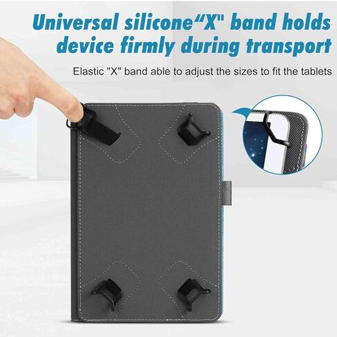 UrbanX Universal Case for 7-8 inch Tablet,Stand Folio Tablet Case Protective Cover for Huawei MediaPad M3 Lite 8 Touchscreen Tablet, with Adjustable Fixing Band and Multiple Angles–Soft Blue in Saudi Arabia