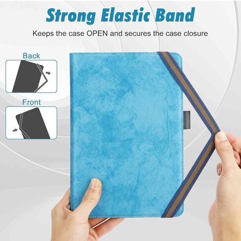 UrbanX Universal Case for 7-8 inch Tablet,Stand Folio Tablet Case Protective Cover for Huawei MediaPad M3 Lite 8 Touchscreen Tablet, with Adjustable Fixing Band and Multiple Angles–Soft Blue in Saudi Arabia