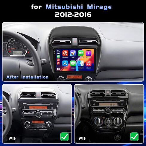 4+64GB for Mitsubishi Mirage 2012 2013 2014 2015 2016 Car Stereo Radio Android 15, Wireless Carplay Andorid auto 9 inch INCELL Touchscreen Stereo Upgrade GPS WiFi Bluetooth FM/RDS EQ-32 Backup Camera in Saudi Arabia