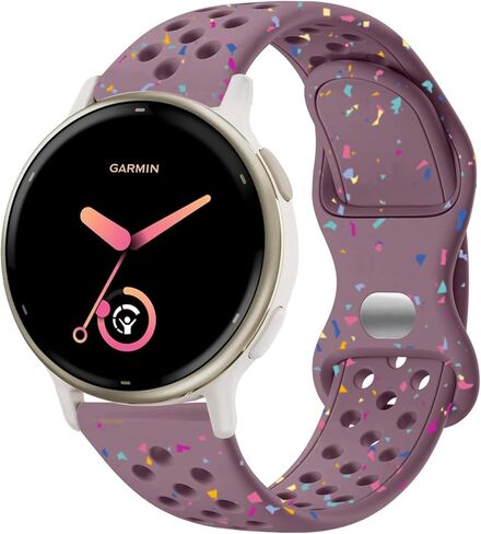 Watch Bands Compatible with Garmin Vivoactive 6/Vivoactive 5/Vivoactive 3/Venu Sq 2/Forerunner 55/165/245, 20mm Soft Silicone Eco-Friendly Breathable Replacement Strap for Women Men in Saudi Arabia