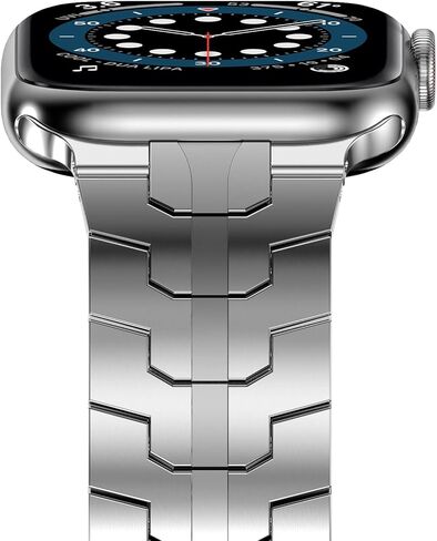 NewWays Grade 2 Titanium/Stainless Steel Band Compatible with Apple Watch Ultra 3 2 1 49mm Series 11 10 46mm 42mm Series 9 8 7 45mm 41mm 44mm 40mm SE 6 5 4, Rugged iwatch Link Bracelet for men in Saudi Arabia